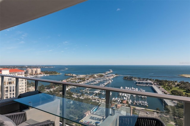 balcony with a water view