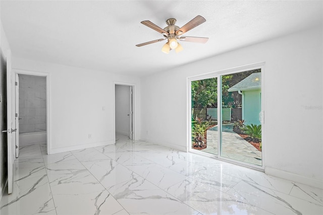 unfurnished room with ceiling fan