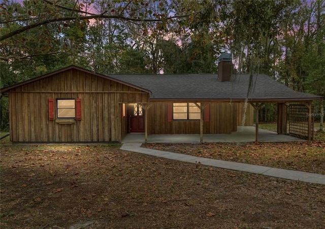 view of front of home with a patio