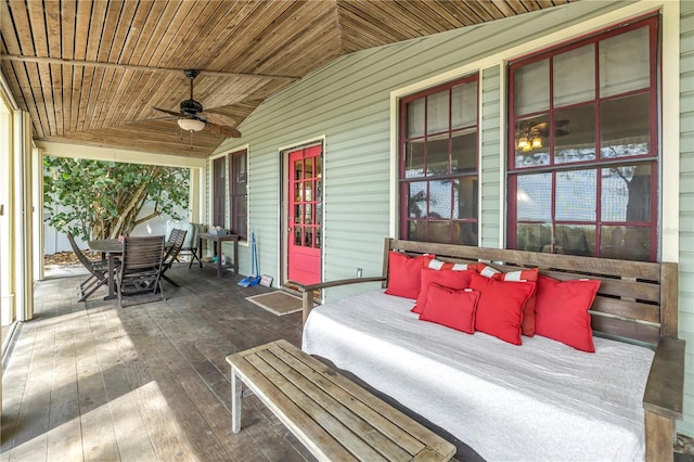 view of patio / terrace featuring ceiling fan