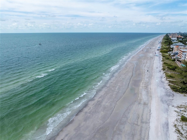 property view of water with a beach view