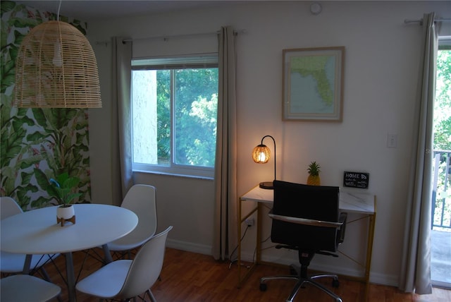 interior space featuring hardwood / wood-style flooring and a wealth of natural light