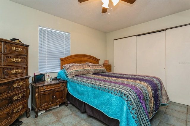 bedroom with a closet and ceiling fan