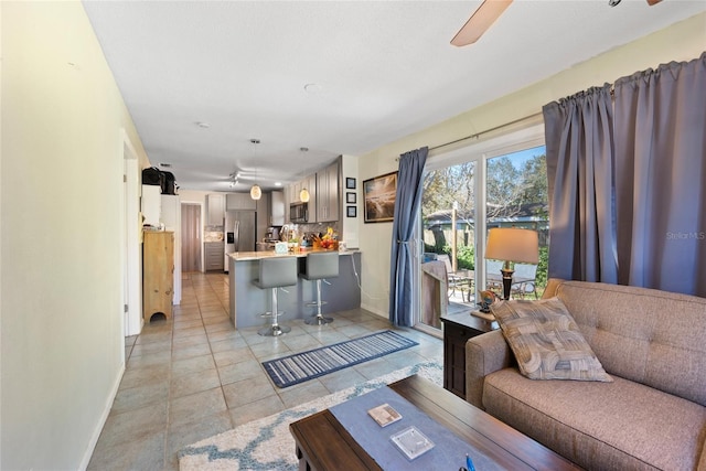 view of tiled living room