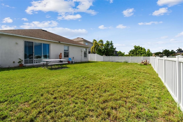 view of yard featuring a fenced backyard