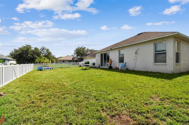 view of yard with a fenced backyard