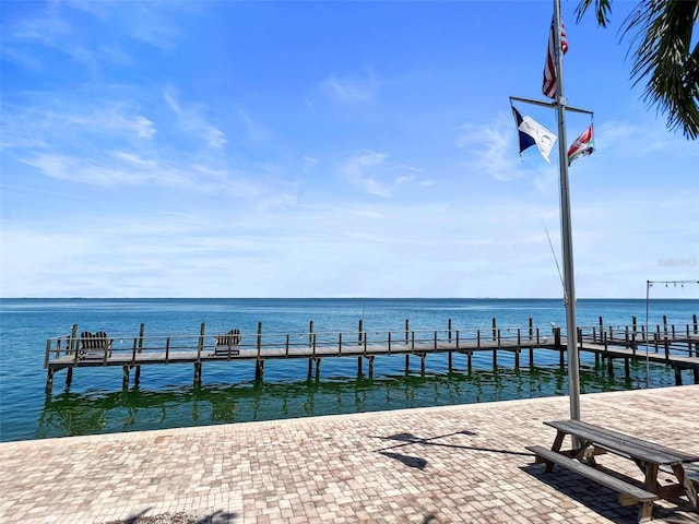 dock area featuring a water view