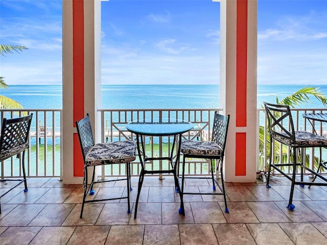 balcony with a water view