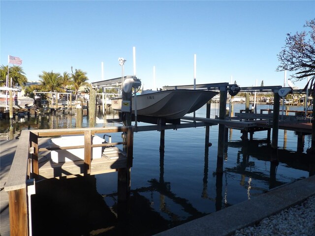 dock area with a water view