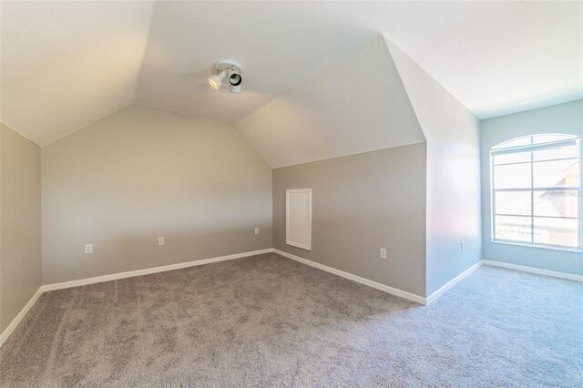 additional living space with lofted ceiling and carpet floors