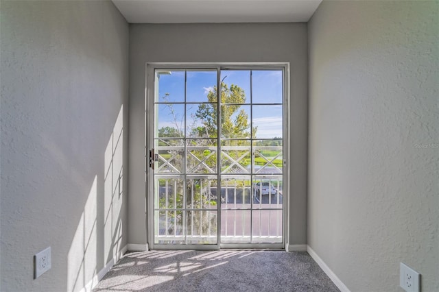 entryway with carpet flooring