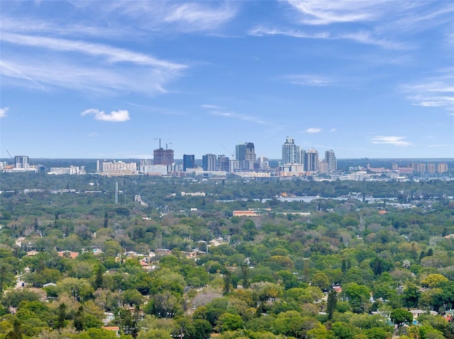 drone / aerial view featuring a view of city