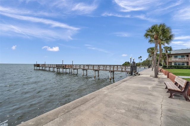 view of dock featuring a water view