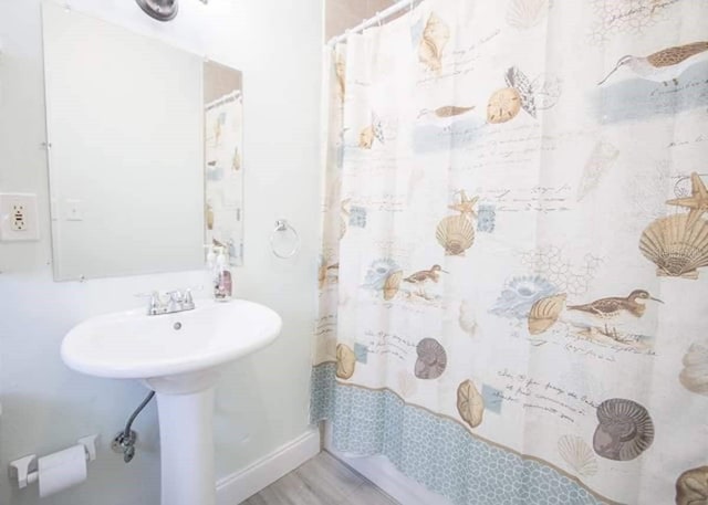 bathroom featuring hardwood / wood-style flooring