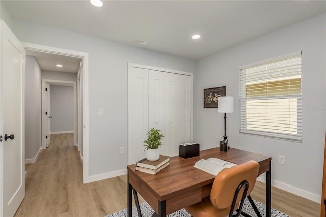 office featuring light hardwood / wood-style flooring