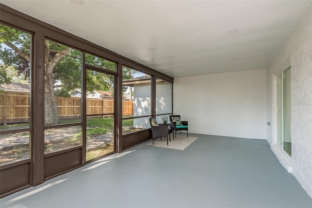 view of unfurnished sunroom