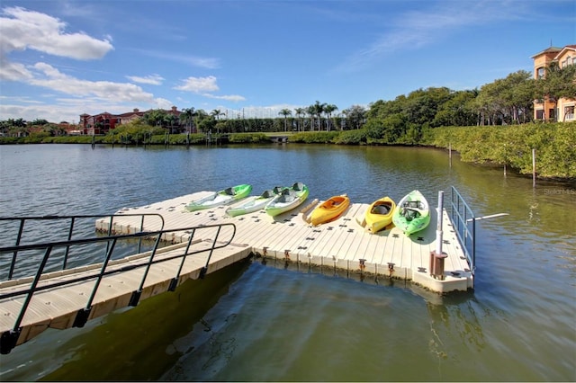 view of dock featuring a water view