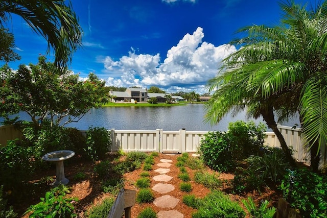 property view of water with fence