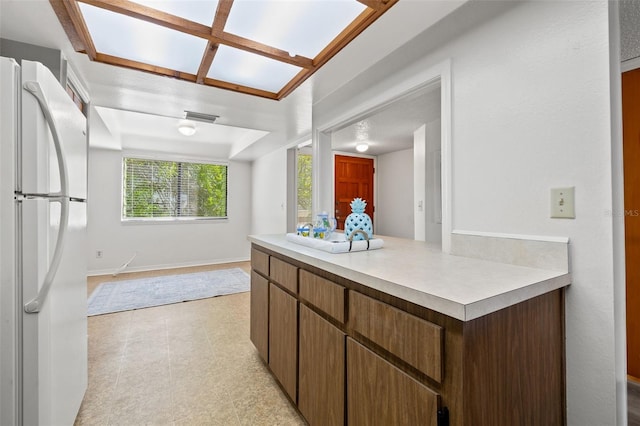 kitchen with white fridge