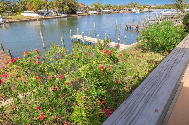 view of dock featuring a water view