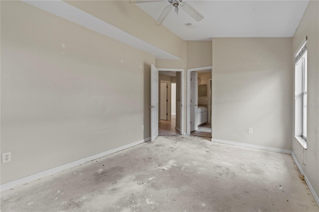 spare room featuring ceiling fan