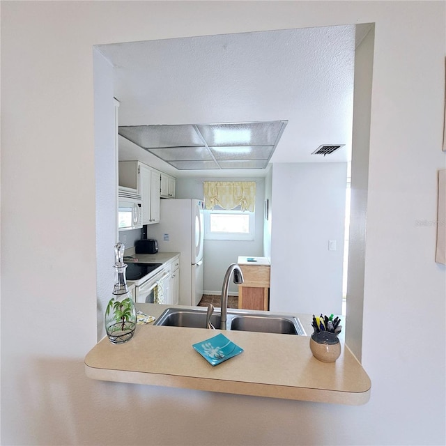 kitchen with white appliances and sink