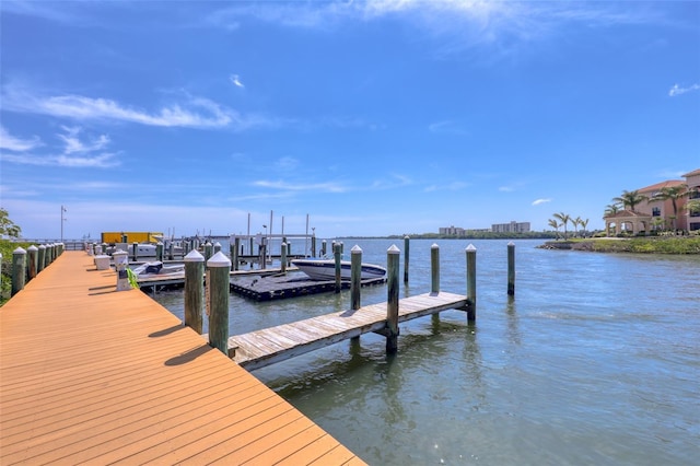 dock area featuring a water view