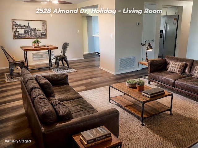 living room featuring hardwood / wood-style floors