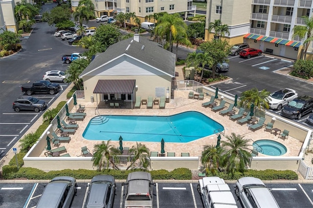 view of swimming pool featuring a patio