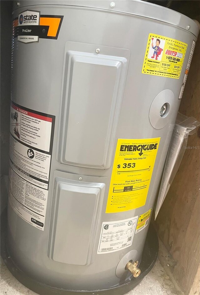 utility room with electric water heater