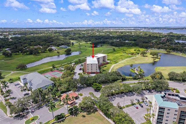 bird's eye view featuring a water view