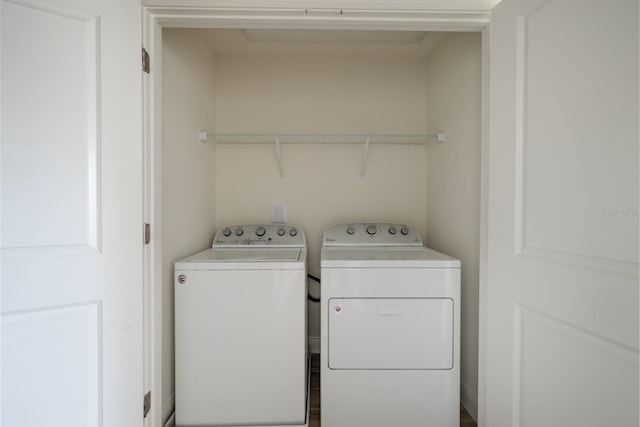 laundry room featuring washer and dryer