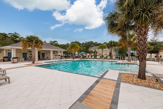 view of pool with a patio area