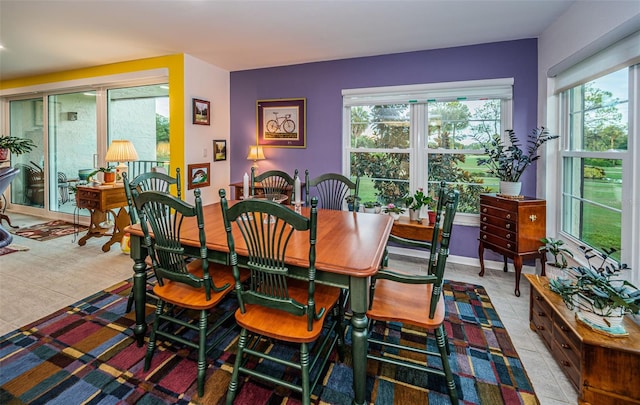 view of tiled dining space