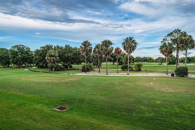 view of property's community featuring a lawn