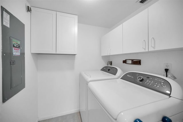 3021 Countryside Blvd Unit 28A, Clearwater, FL 33761 - laundry area featuring cabinets, electric panel, and washing machine and clothes dryer