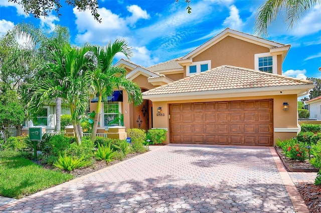 view of front of house with a garage