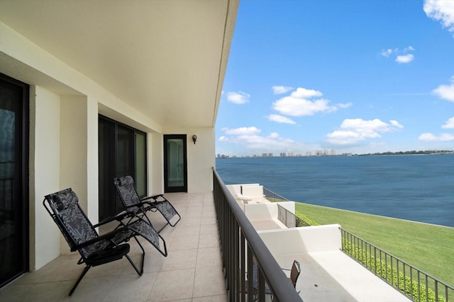 balcony with a water view