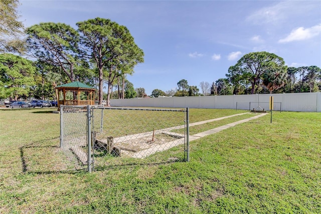 view of yard with a gazebo