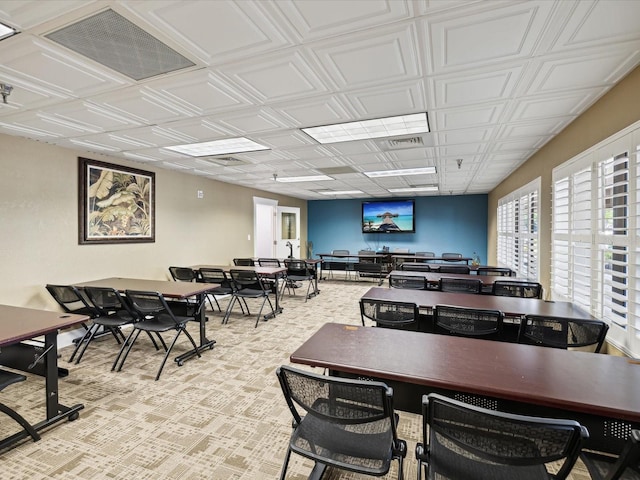 view of carpeted dining room