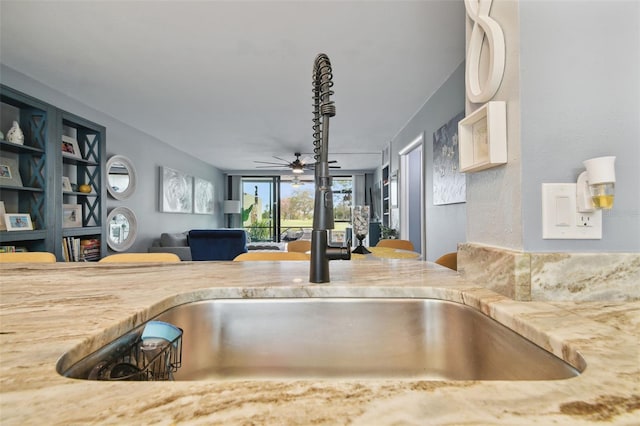 kitchen with ceiling fan