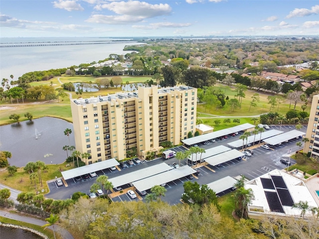 bird's eye view featuring a water view