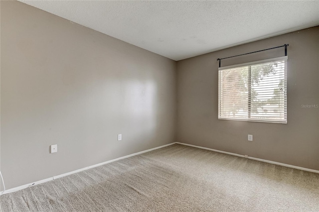 spare room with a textured ceiling and carpet