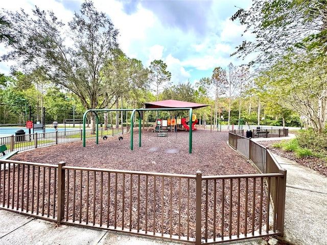 community play area with fence