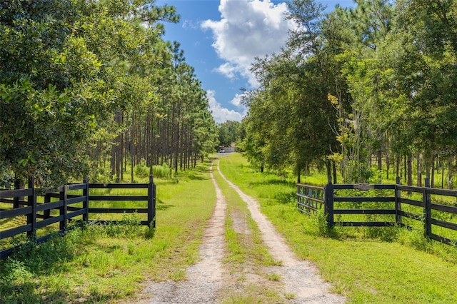 exterior space with a rural view