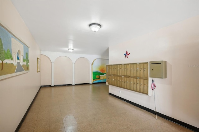 bedroom featuring mail boxes