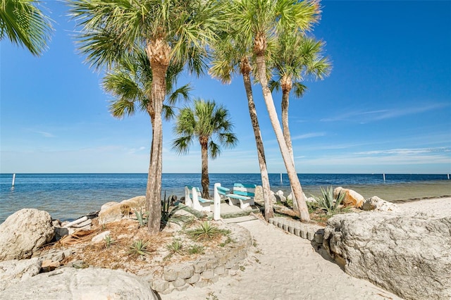 water view featuring a beach view