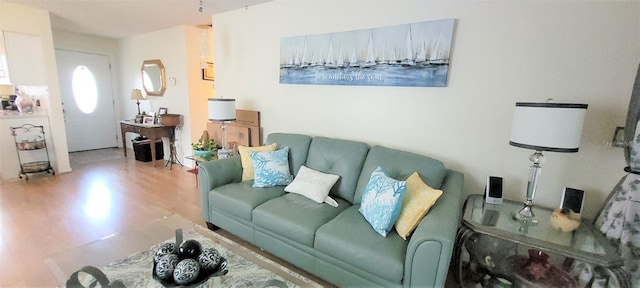 living room with light wood-type flooring