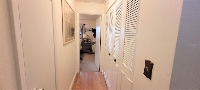 corridor featuring light wood-type flooring