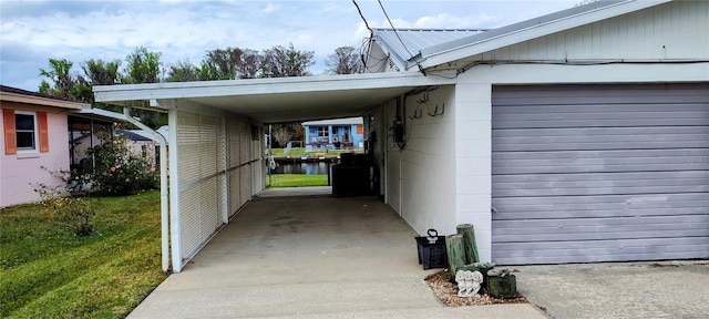 exterior space featuring a carport